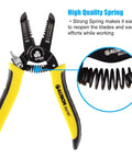 2-Pack Pro-Grade Wire Stripper And Cutter Set For 10-22 AWG, ergonomic handle, close-up of heavy-duty spring mechanism.