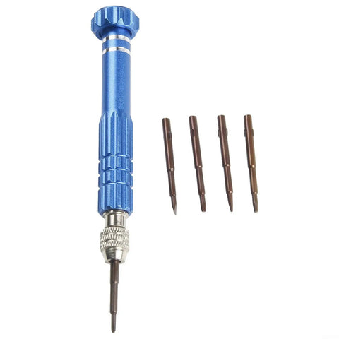 Cool 5-in-1 Chrome Vanadium Screwdriver Set Perfect For Phone Watch Repair With Torx T5 T6 Bits And Rugged Precision Hand Tool Kit That You Gotta Have!, blue precision screwdriver with 4 Torx bits