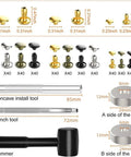 480 Piece Snap Button Fastener Kit For Leather Clothing And Crafts With Stainless Steel Caps Posts Screws And Installer Tools Pro Grade Easy Press Set For Bags Hats Belts DIY Repair, tools and sizes shown