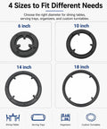 Four sizes of lazy susan turntables shown: 6 inch, 10 inch, 14 inch, and 18 inch for versatile kitchen use.