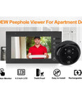 All In One Peephole Doorbell Camera With 4.3 Inch Indoor Monitor Easy Install 720P Video 940Nm Night Vision 145 Degree Wide View Motion Alerts Digital Peephole Viewer For Real Time Home Security displaying a delivery person on screen