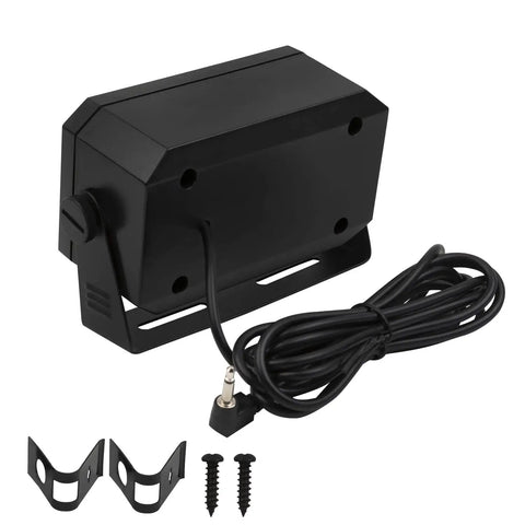 Rectangular External Communications Speaker For Ham Radio CBs And Scanners, 5 Watt, Black, with bracket and 3.5mm plug