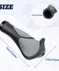 No Slip Locking Bike Grips For 22.2mm Handlebars shown with dimensions and ergonomic design in black and gray