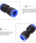 Grab The Healeved 50 Piece Pneumatic Fittings Quick Connect Push To Connect Air Hose Repair Kit Made From Sturdy Pu Plastic With Multiple Outer Diameters For Your Easy Connection Solution In The Shop. black PU plastic quick connect air hose fitting