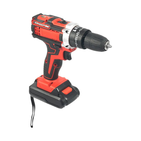 Heavy Duty Workhorse Cordless Drill And Driver Kit Featuring Two Speed Variable Trigger Plus 28 Nm Knockout Torque For Smooth Wood And Metal Drilling No Sweat Operation Slick Handheld Power Tool Set with ergonomic grip and battery.