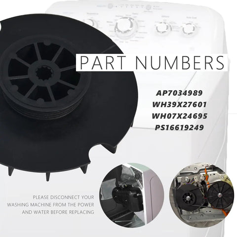 1/3 HP Washing Machine Motor Pulley And Nut Kit Zero Drama Installation Sweet Deal For Hardworking Homes Heavy Duty Replacement displayed with part numbers.