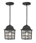 Outdoor Pendant Lights 2 Pack Go To Waterproof Rustproof Aluminum Porch Lanterns With Water Glass Black Exterior Ceiling Hanging Light