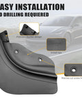 Close-up of Next Gen Tesla Model Y Mud Flaps Splash Guards Set of 4 Fits 2025 and 2026 Models with precision buckles.
