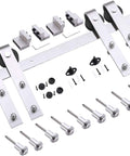 Straight Up No Hassle Sliding Double Barn Doors With Slick Stainless Rail Kit And Heavy Duty Hardware Set for Easy Install components.