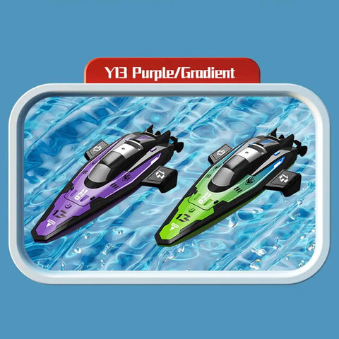 Mini RC Boat With Dual Motors And Dual Speed Modes For Lakes Rivers And Pools RTR Ready To Run Racing Boat in purple and green