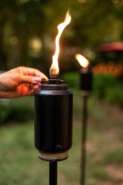 Adjustable Flame Resin Torch For Outdoor Lighting In Backyard, Lawn, Patio And Garden, 65-Inch Tall with Easy Knob Flame Control