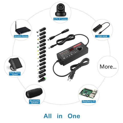 Universal Adjustable DC Power Supply 100 240V AC In To 3.5V Through 24V 6A 144W DC Output Variable Adapter with 14 tips