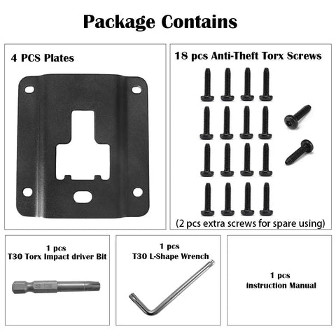 Heavy Duty Truck Bed Cargo Tie Down Brackets Plates For Ford F150 F250 F350 includes 4 steel plates and 18 anti-theft screws.