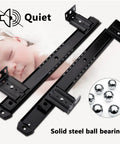 Two Pack 350mm Telescopic Keyboard Tray Guides With Height Adjustable Steel Rails In Black And Silver Heavy Duty Ball Bearing Sliding Runners Smooth Quiet Glide 40kg Capacity Badass Durability For Your Desk Always, black steel ball bearing rails