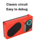 Red Electronic DIY Radio Kit With 3V 6 Tube S66E Classic Circuit 535-1620KHz front view with classic circuit text