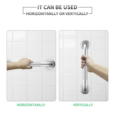 Two Pack 12 Inch Grab Bars For Tubs And Showers For Slip Stainless Steel Shower Handle mounted horizontally and vertically