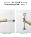 Image showing Two Pack 18 Inch Grab Bars for Bathtubs and Showers Stainless Steel No Slip Shower Handles used horizontally and vertically.