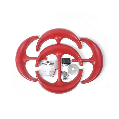 Heavy Duty 2000W Vertical Axis Wind Turbine Generator For Home Hybrid Solar Systems, red blades, MPPT controller