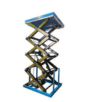 Heavy Duty Scissor Lift Operating Like A Top Shelf Workhorse With Smooth Hydraulic Stationary Drive and Auto Leveling Table to Hoist 4000 Kg Loads Without Breaking A Sweat Built Tough In Bold Orange.
