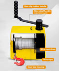 Workhorse Heavy Duty Worm Gear Hand Winch Two Way Self Locking Manual Crank with alloy steel adjustable handle and wire rope