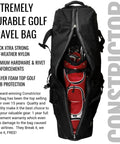 Constrictor Grey Golf Travel Bag With North Pole Golf Club Protector open showing club protection, nylon material, durable build
