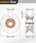 Built Tough V Groove Pulley Wheel Crafted From 304 Stainless Steel With 10mm Bore And 68mm Outer Diameter Featuring 9.5mm Width for precise sizes.