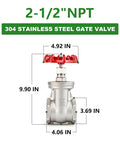 2.5 Inch NPT Female Gate Valve With Wheel Handle Made From 304 Stainless Steel For Water Oil Gas Applications Full Bore Sealed Valve