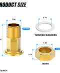 Diagram of Brass Water Meter Coupling 2 Pack 3/4 Inch NPT Male To 1 Inch BSP Female Adapter Pipe Fitting With Seal Washer dimensions.
