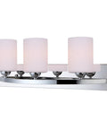 Slick Chrome Hampton 3 Light Vanity With Flat Opal Glass Damp Location Rated Bathroom Light 24 Inch Wide Fixture Uses 3 Type A Bulbs