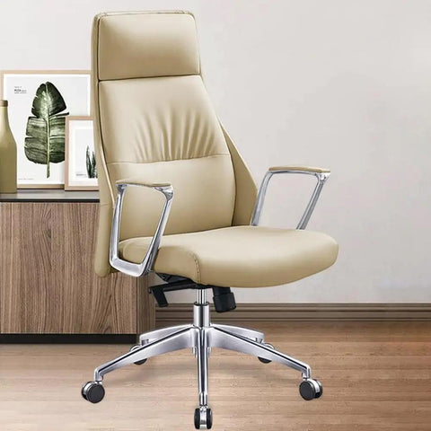 Super Comfy Ergonomic Office Chair Executive Swivel Seat With High Back Support Slick Leather Cushion Sturdy Padded Arms Built Tough Smooth Ride Daily Grind Desk Upgrade