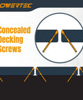 Illustration of concealed deck screws for outdoor wood and composite decking installation.