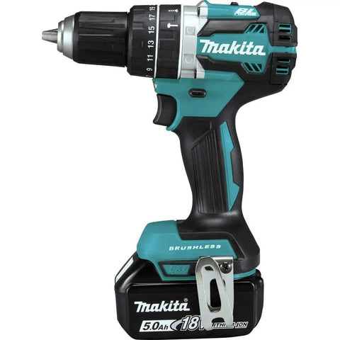 18V LXT Brushless Cordless Drill And Impact Driver Combo Kit With 5.0Ah Batteries, shown from the side