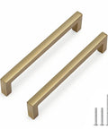 10 Pack 5 Inch Solid Cabinet Handles Champagne Bronze Cabinet Pulls For Kitchen Drawers Sleek Square Bar Zinc Alloy Dresser Hardware