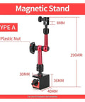 Lever Dial Indicator Magnetic Holder And Stand For Probes And Micrometer Gauges, Heavy Duty Magnetic Base Mount, 196mm red metal stand