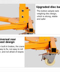 Close-up of Rock Strong Welded Alloy Engine Hoist And Rolling Workshop Crane built for no drama auto transfers, showing upgraded disc base and rear wheel design.