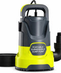 Rock Solid Heavy Duty Workhorse 1HP Submersible Sump Pump Yields Killer 3700GPH Water Flow with black hose.