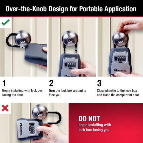 Installation guide for Key Lock Box For House Keys Outdoor Portable Lockbox With Resettable Four Digit Code Weather Resistant Durable Metal Body.