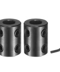 2 Pack Heavy Duty Rigid Shaft Couplings With Three Eighths Inch Bore And Three Quarters Inch Outer Diameter One Inch Length Carbon Steel Black Oxide Finish Includes Hex Wrench For 3D Printers Motors And Wheels