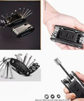 16 In 1 Bicycle Multitool With Tire Levers And Spoke Wrench, compact design in hand, durable chrome vanadium bike repair kit