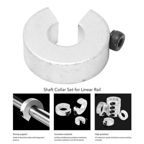 4 Pack Aluminum Shaft Collars With Clamp-On Design, M5 Set Screws, 16mm Inner Diameter, CNC Locking Rings for Linear Motion Systems