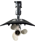 Whale Tail Hydrofoil Stabilizer For Boat Outboards 8 To 40 HP Ready To Roll Easy Install For Stable Planing In Rough Water Fits Mercury Johnson Evinrude Outboards Marine Sport 200 attached to outboard motor.