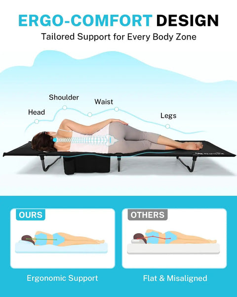 Extra Wide 31.5 Inch Camping Cot Ultralight Folding Bed For Adults Portable Travel Beach Home Use Built Tough Aluminum Frame Supports 350