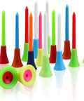 Rubber Cushioned Top Plastic Golf Tees Mixed Colors Pack Of Fifty, 3.25 Inch Tees Built For Durability And Smooth Tee Shots