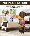Woman relaxing on sofa with 4x4 Inch Square Rubber Caster Cups 4 Piece Anti Slip Furniture Feet Pads installed under legs.