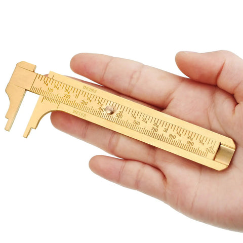 Brass Vernier Caliper Pocket Caliper Set With Double Scale mm And Inch, Mini Tool for Beads, Jewelry, Rings and Wire Measurement
