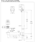 Technical diagram of Brushed Nickel Tub Drain And Overflow Kit with Heavy Duty Brass Construction, 21-inch dimensions shown.