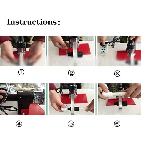 Step-by-step guide for Heavy Duty Pro Grade 1000W 220V Plastic Pipe Weld Kit With Six Diameter Welding Heads, fusion process.