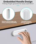 Self Adhesive Drawer Pull Handles 4 Inch White 4 Pack Durable Aluminum Alloy One Piece Construction No Rust Or Bending Dual Mount Quick Install Closet Door Knobs, recessed grip view
