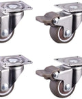 4 Piece Soft Rubber Swivel Furniture Casters 1 Inch Easy Drop In Replacement Wheels For Chairs And Carts set with metal mount.