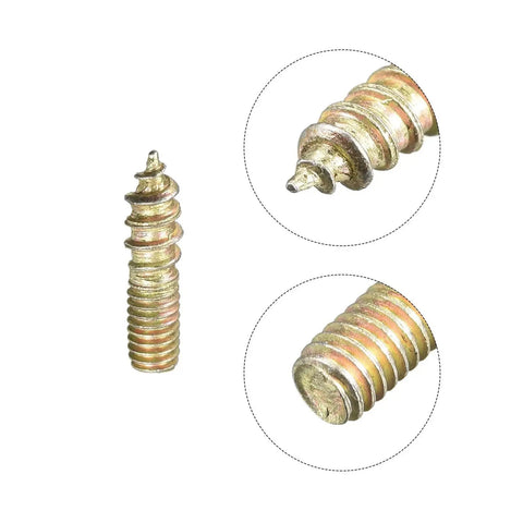 Heavy Duty Double Ended Threaded Dowel Screws And Hanger Bolts Set For Wood Furniture Joins M4 To M10, close-up of threaded metal screws